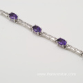 Sterling Silver Bracelet With Natural Stone Amethyst